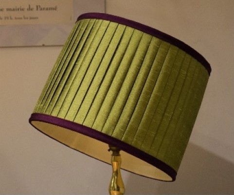 Knife pleated silk dupion lampshade with contrast trim