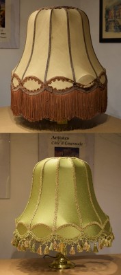 Traditional lampshade before and after re-covering