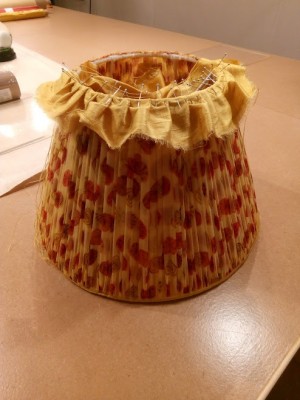 Making a gathered lampshade with contrast binding - outer complete