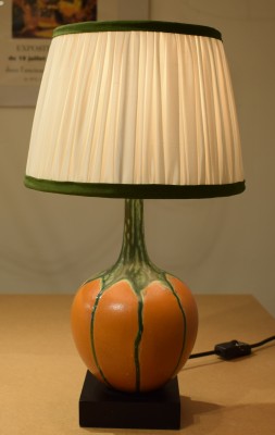 Traditional silk lampshade, gathered silk