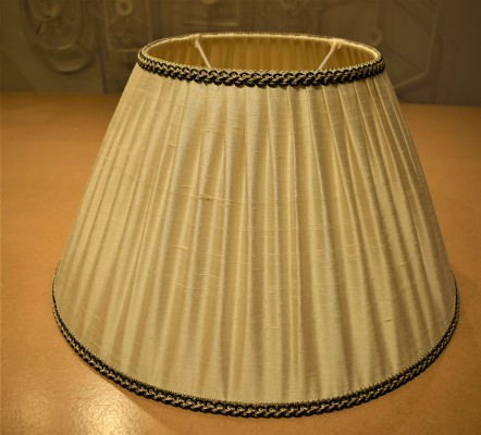 Hand-sewn, traditional lampshade with pleated outer