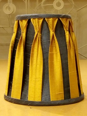 Hand-sewn lampshade with false pleats and self-trim